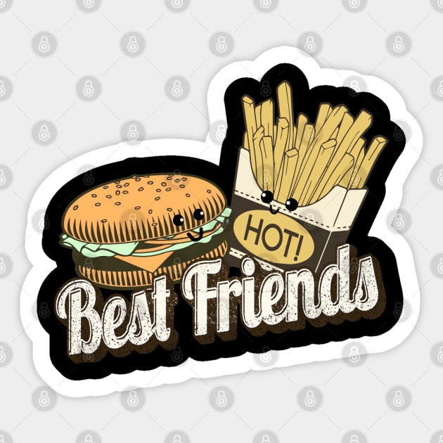 Best Friends Best Friends fries and burger BBF Fast Food Sticker by benyamine